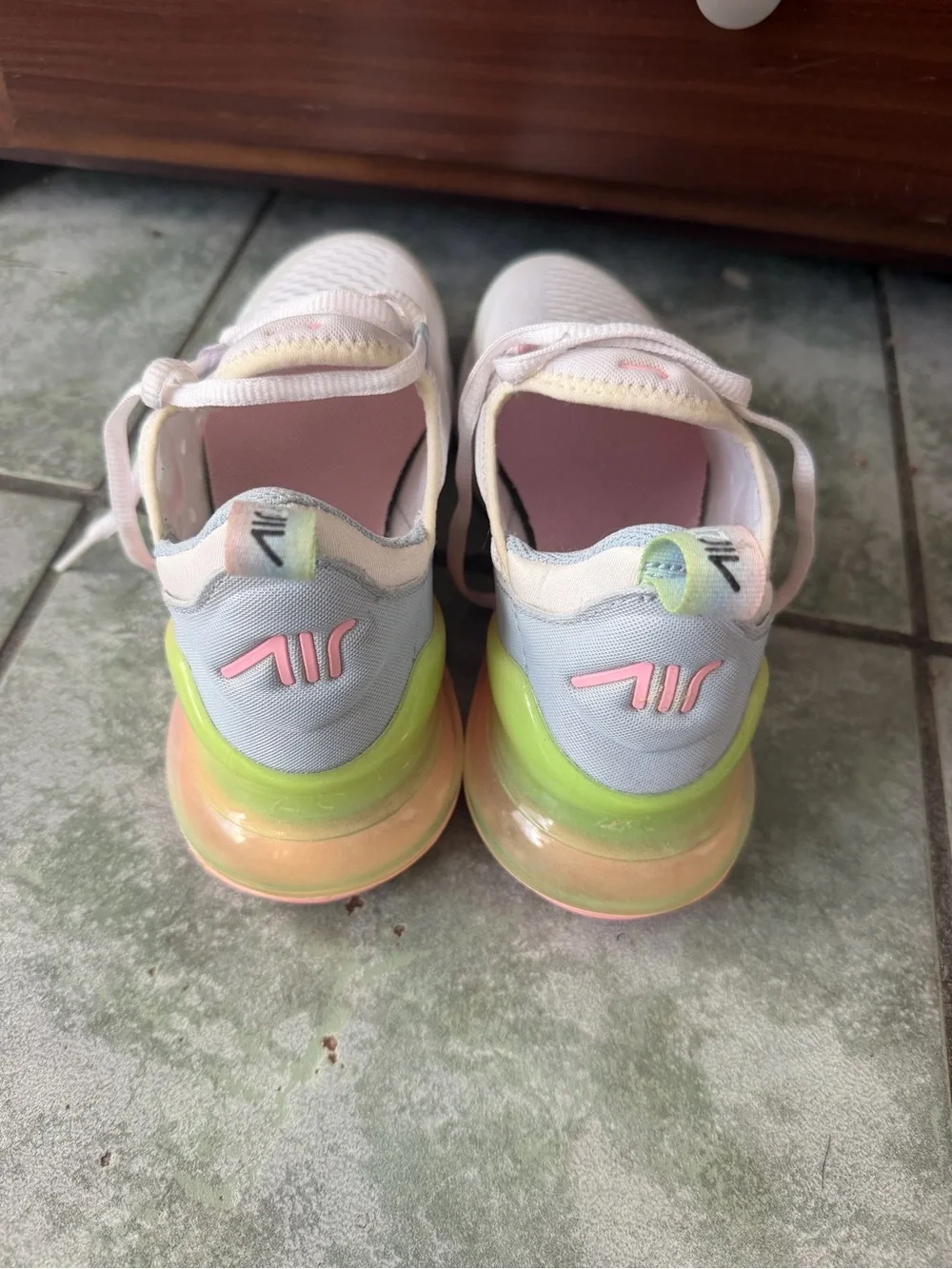 Nike Women's White Sneakers with Pastel Accent Loops